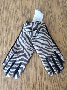 Gloves Tech Touch Zebra Animal Print S-M New